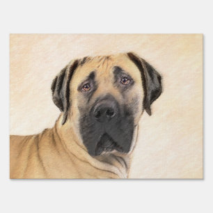 Boerboel Painting - Cute Original Dog Art Sign