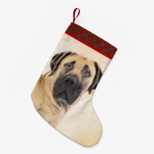 Boerboel Painting - Cute Original Dog Art Small Christmas Stocking