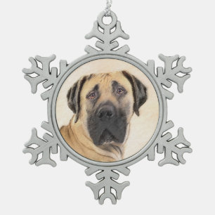 Boerboel Painting - Cute Original Dog Art Snowflake Pewter Christmas Ornament