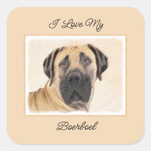 Boerboel Painting _ Cute Original Dog Art Square Sticker