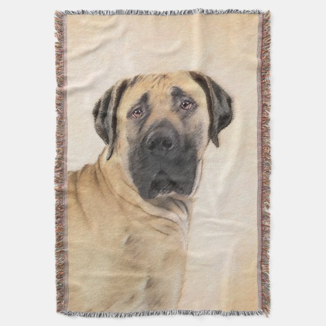 Boerboel Painting - Cute Original Dog Art Throw Blanket (Front Vertical)