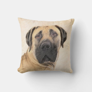Boerboel Painting - Cute Original Dog Art Throw Pillow