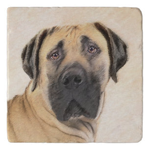 Boerboel Painting - Cute Original Dog Art Trivet