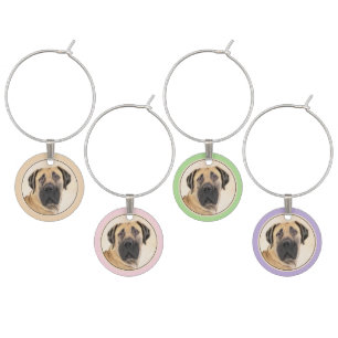 Boerboel Painting - Cute Original Dog Art Wine Charm