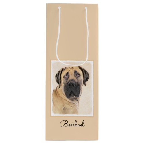 Boerboel Painting _ Cute Original Dog Art Wine Gift Bag