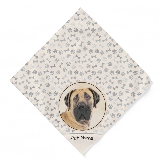 Boerboel Painting Fawn Red Mastiff Pet Dog Art Bandana (Front)