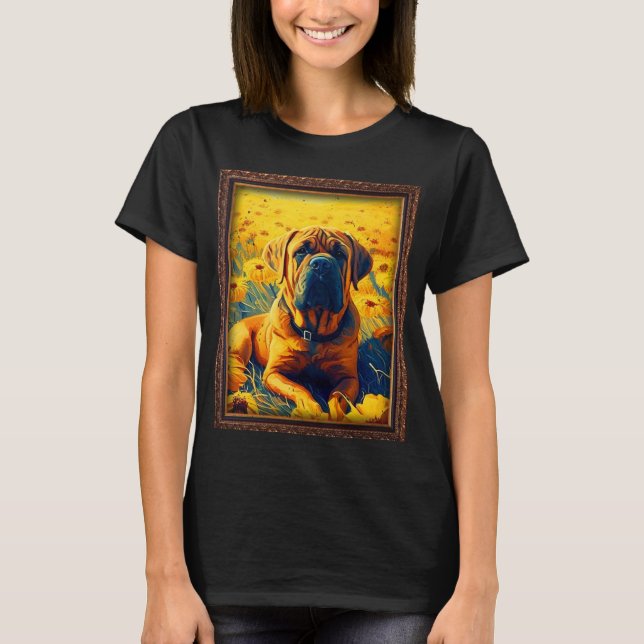Boerboel Painting Sunflower Flower Mom Women Flora T-Shirt (Front)
