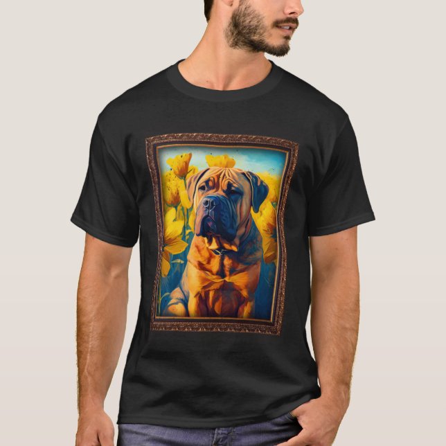 Boerboel Painting Sunflower Flower Mom Women Flora T-Shirt (Front)