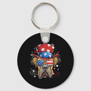 Boerboel Patriotic Usa Flag 4th Of July Dog Lover Keychain