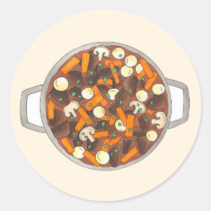 Boeuf Bourguignon Beef Burgundy Stew French Food Classic Round Sticker