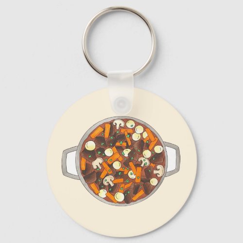 Boeuf Bourguignon Beef Burgundy Stew French Food Keychain