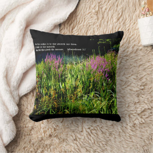 Bog Garden with 1 Corinthians 3:7 Throw Pillow