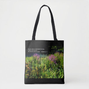 Bog Garden with 1 Corinthians 3:7 Tote Bag