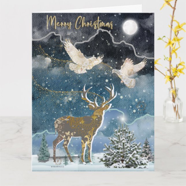 Boganhues Print Christmas  Card (Yellow Flower)