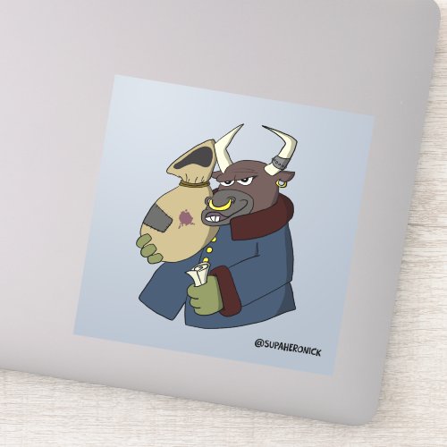 Bogdan the Bull Cartoon Enforcer Sticker