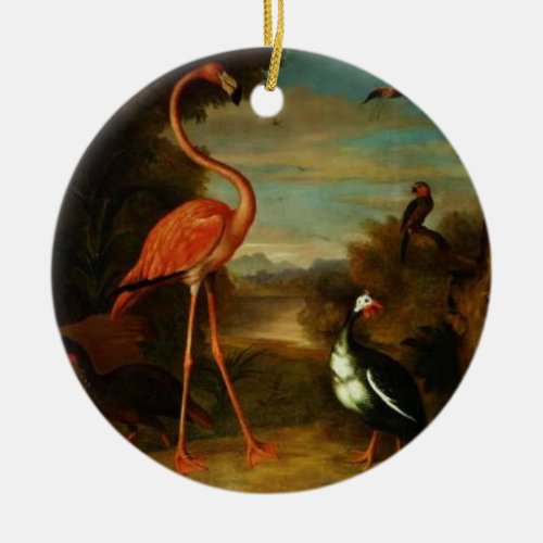 Bogdani Flamingo and Other Birds in a Landscape Ceramic Ornament