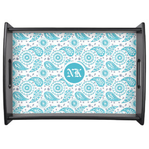 Bogemian Vintage Ethnic Paisley Style Serving Tray