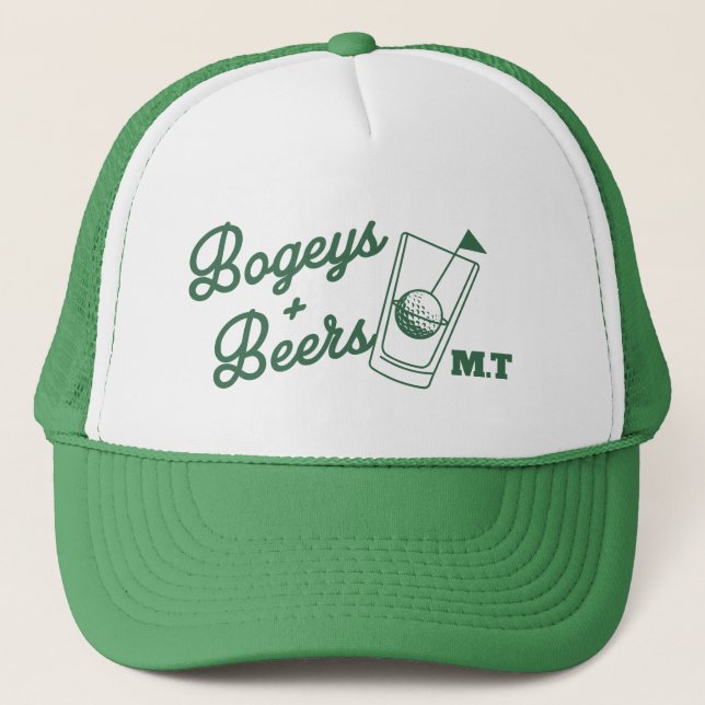 Bogeys and Beers Golf Cup Day Custom Trucker Hat (Front)
