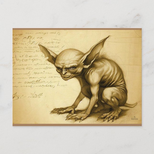 boggart scientific sketch of fantastic creatures  postcard (Front)