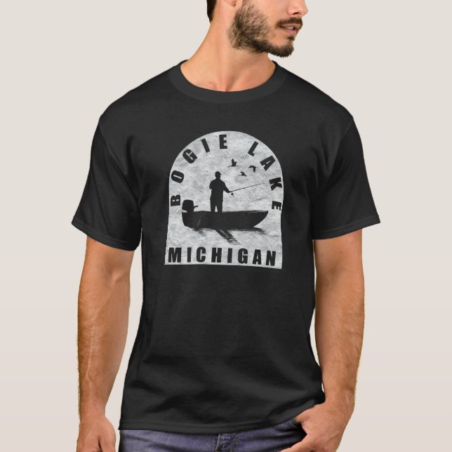 Bogie Lake Fishing Michigan T-Shirt (Front)