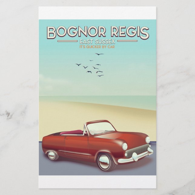 Bognor Regis Vintage seaside travel poster Stationery (Front)