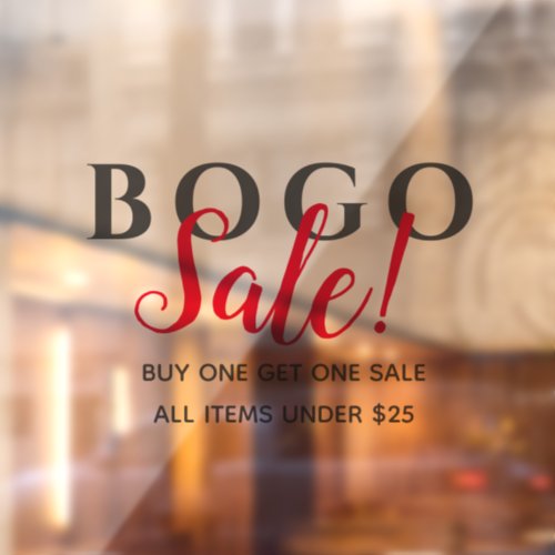 BOGO Retail Sale Window Cling