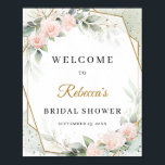 Bogo rose gold flowers eucalyptus and gold Welcome Poster<br><div class="desc">Bogo rose gold flowers eucalyptus and gold Welcome Sign for Bridal Shower party, This amazing popular design is perfect for all boho or tropical style Events. Design is featured watercolor hand painted pampas grass reeds mixed dried palm leaves mixed terracotta flowers and mixed burnt orange roses mixed copper flowers desert...</div>