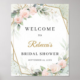 Bogo rose gold flowers eucalyptus and gold Welcome Poster