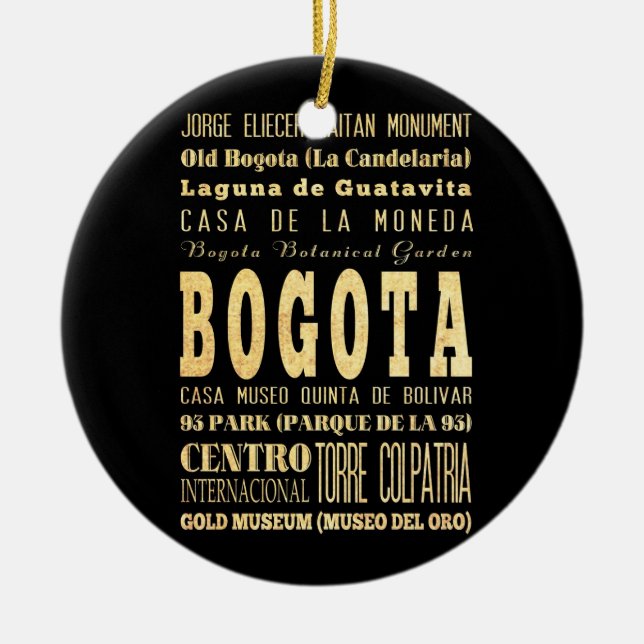 Bogota City of Colombia Typography Art Ceramic Ornament (Front)