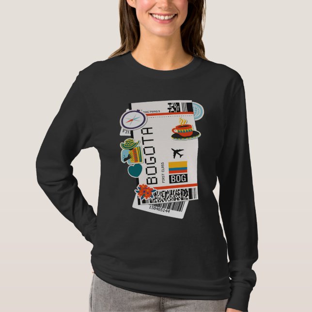 Bogotá Colombia City Skyline Silhouette Outline Sk T-Shirt (Front)
