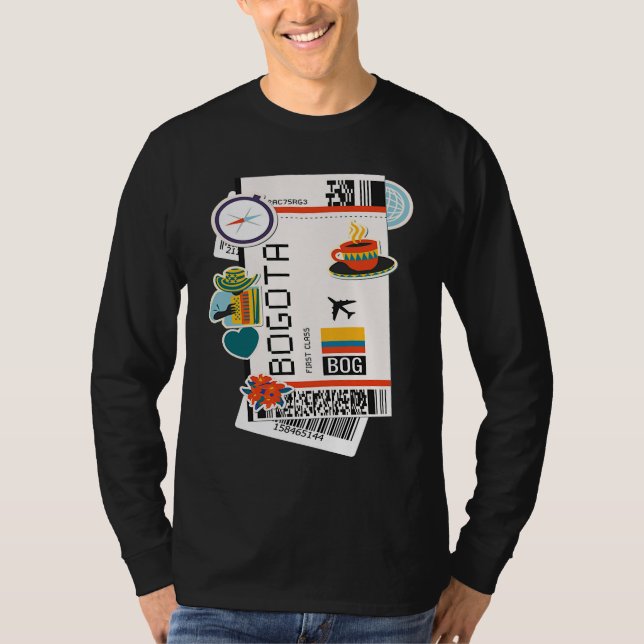 Bogotá Colombia City Skyline Silhouette Outline Sk T-Shirt (Front)