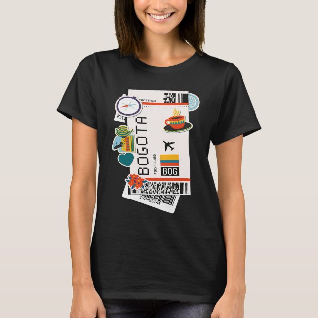 Bogotá Colombia City Skyline Silhouette Outline Sk T-Shirt (Front)