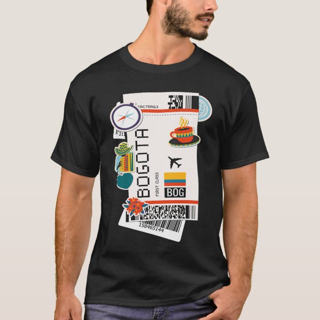 Bogotá Colombia City Skyline Silhouette Outline Sk T-Shirt (Front)