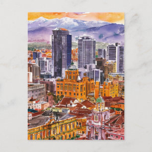 Bogota, Colombia Cityscape Watercolor Painting Postcard