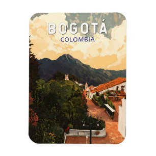 Bogota Colombia Illustration Travel Art Vintage Magnet