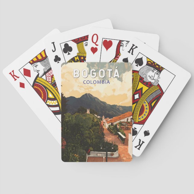 Bogota Colombia Illustration Travel Art Vintage Poker Cards (Back)