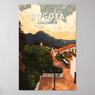 Bogota Colombia Illustration Travel Art Vintage Poster
