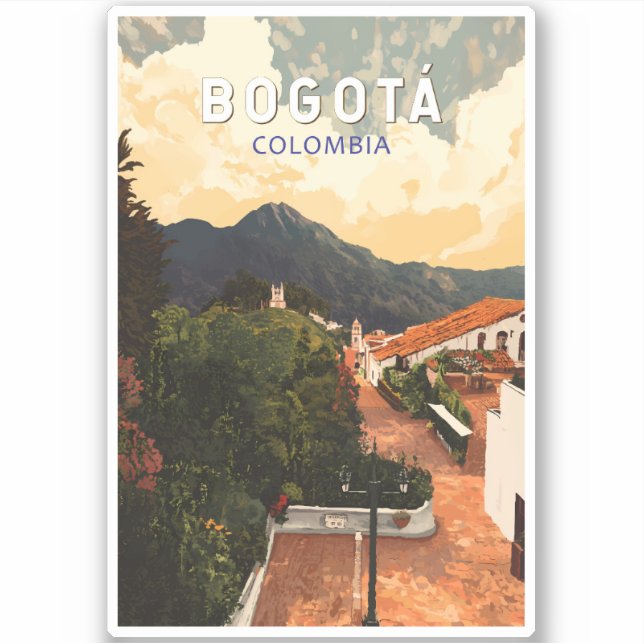 Bogota Colombia Illustration Travel Art Vintage Sticker (Front)