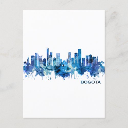 Bogota Colombia Skyline Blue Invitation Postcard