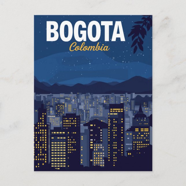 Bogotá Colombia Skyline Night Postcard (Front)