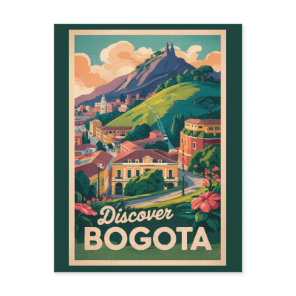 Bogota Colombia Travel Art Vintage Postcard