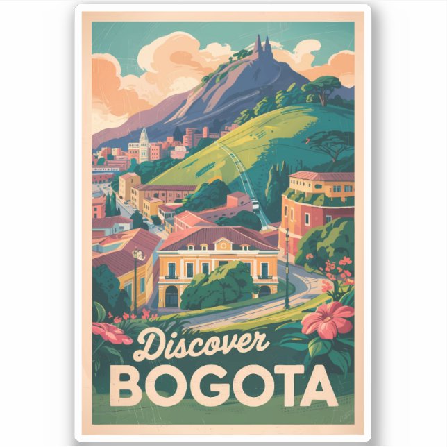 Bogota Colombia Travel Art Vintage Sticker (Front)
