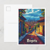 Bogota Colombia Vintage Art Travel Illustration