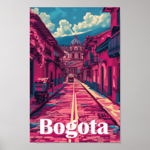 Bogota Colombia Vintage Art Travel Illustration Poster