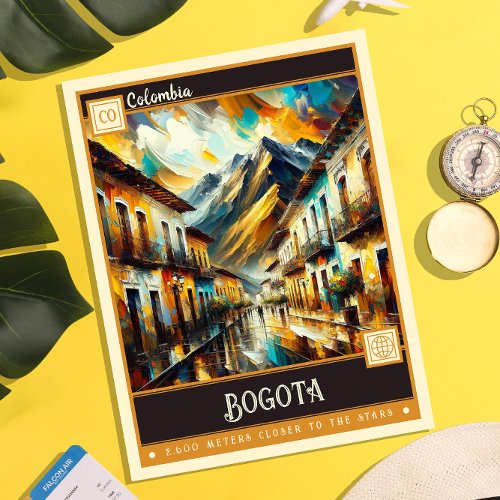 Bogota Colombia  Vintage Painting Postcard