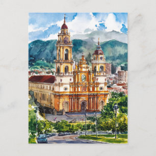 Bogota, Colombia Watercolor Painting Postcard