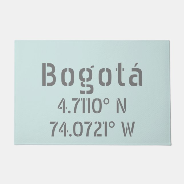 Bogotá Latitude and Longitude Coordinates  Doormat (Front)