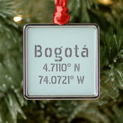 Bogot Latitude and Longitude Coordinates Metal Ornament