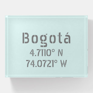 Bogotá Latitude and Longitude Coordinates Paperweight