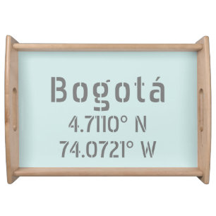 Bogotá Latitude and Longitude Coordinates Serving Tray